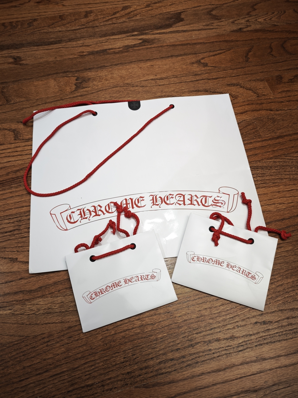 Chrome Hearts White and Red Logo Gift Bag Trio